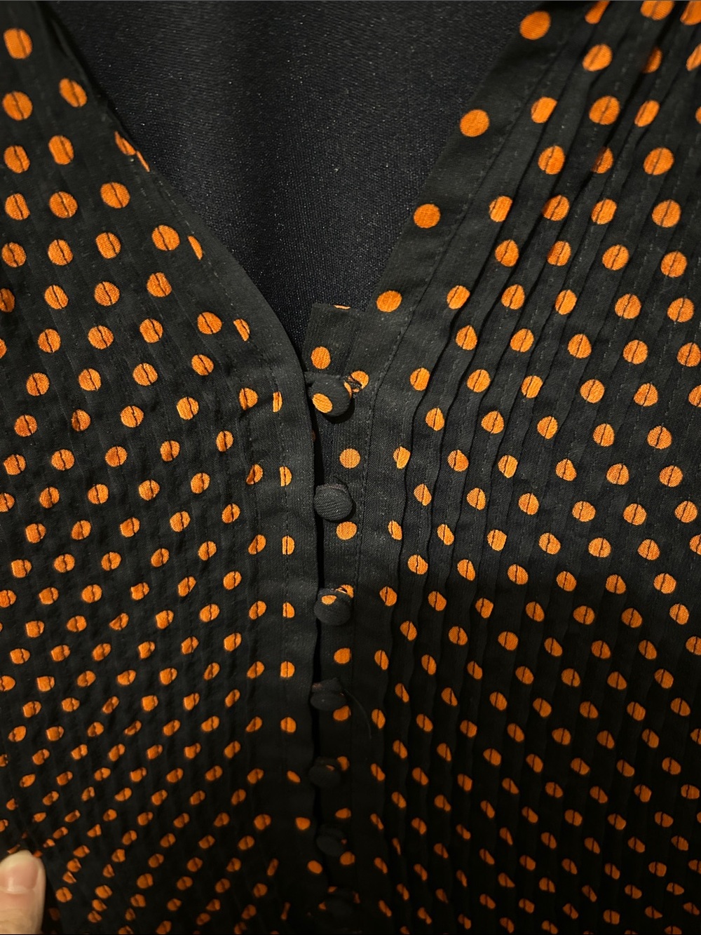 MSK Navy Blue Midi Dress with Orange Polka Dots - Picture 4 of 10